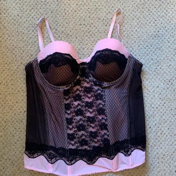 Native Intimates Other - Elegant Pink and Black Lace Bustier corset top